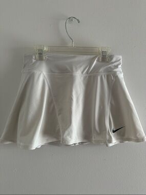 Nike White Performance Tennis Skirt with Black Swoosh